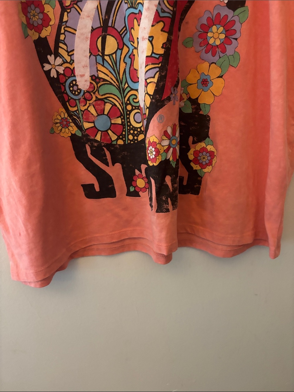 Time and Tru Rolling Stones Graphic Tee Pink Floral Tongue Shirt Women's L 12-14 - Picture 6 of 7